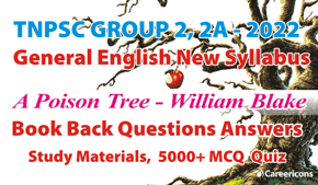 A Poison Tree Poem Book Back Answers & Glossary PDF TNPSC G2