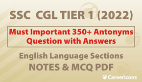 New 100+ English Antonyms MCQ With Answers PDF For SSC CGL