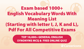 Download Vocabulary Words PDF, Mcq for Competitive Exams