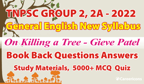 On Killing A Tree Poem Book Back Answers & Glossary MCQ PDF